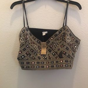 American Eagle crop top with boho stitching.